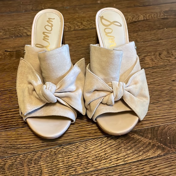 Sam Edelman Slide On Block Heel Suede Sandals - Picture 2 of 7